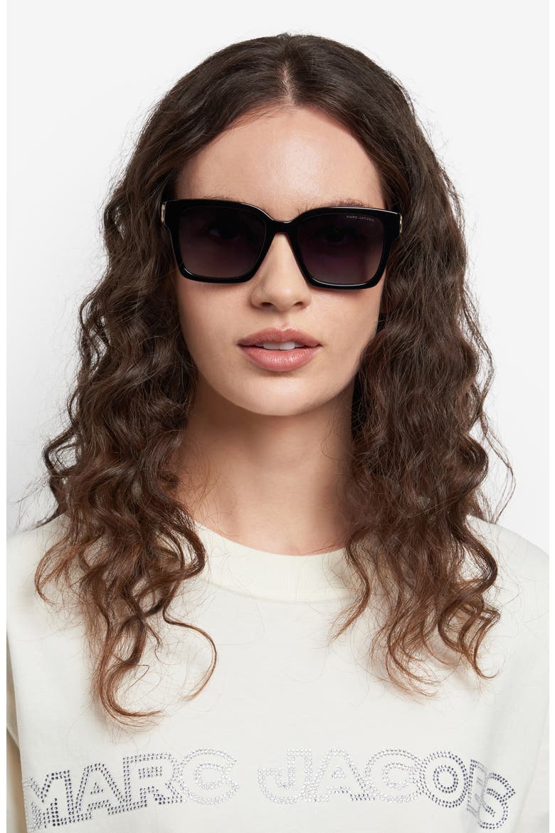 53mm Gradient Square Sunglasses, Alternate, color, BLACK/ DARK GREY SF