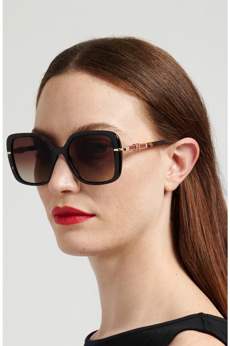 Her 55mm Gradient Square Sunglasses, Alternate, color, HAVANA/ BROWN SF