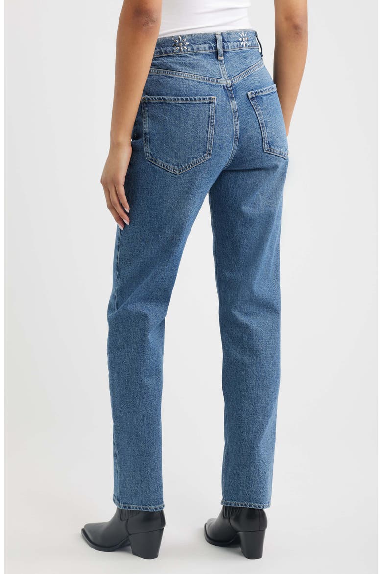 Topanga Crystal Detail High Waist Jeans, Alternate, color, ROYAL STUDDED