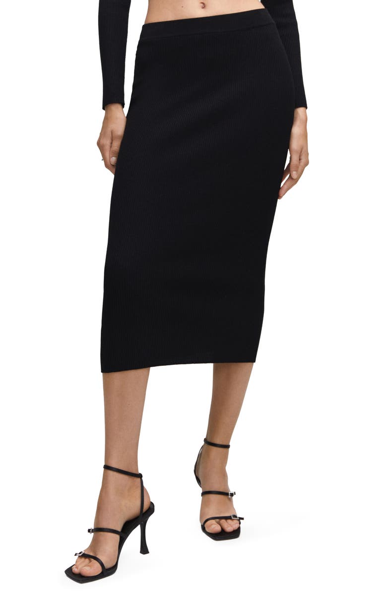 MANGO Rib Midi Sweater Skirt, Main, color,
