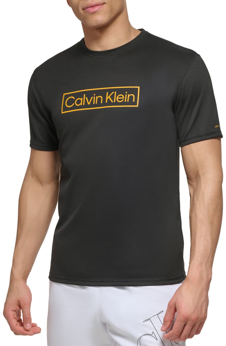 Calvin Klein Short Sleeve Moisture Wicking Top, Main, color, Black