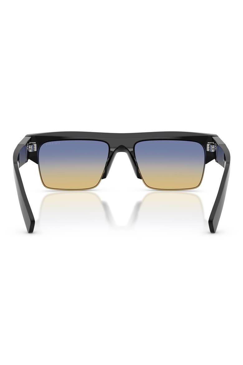 55mm Rectangular Sunglasses, Alternate, color, BLACK / YELLOW/ DARK BLUE