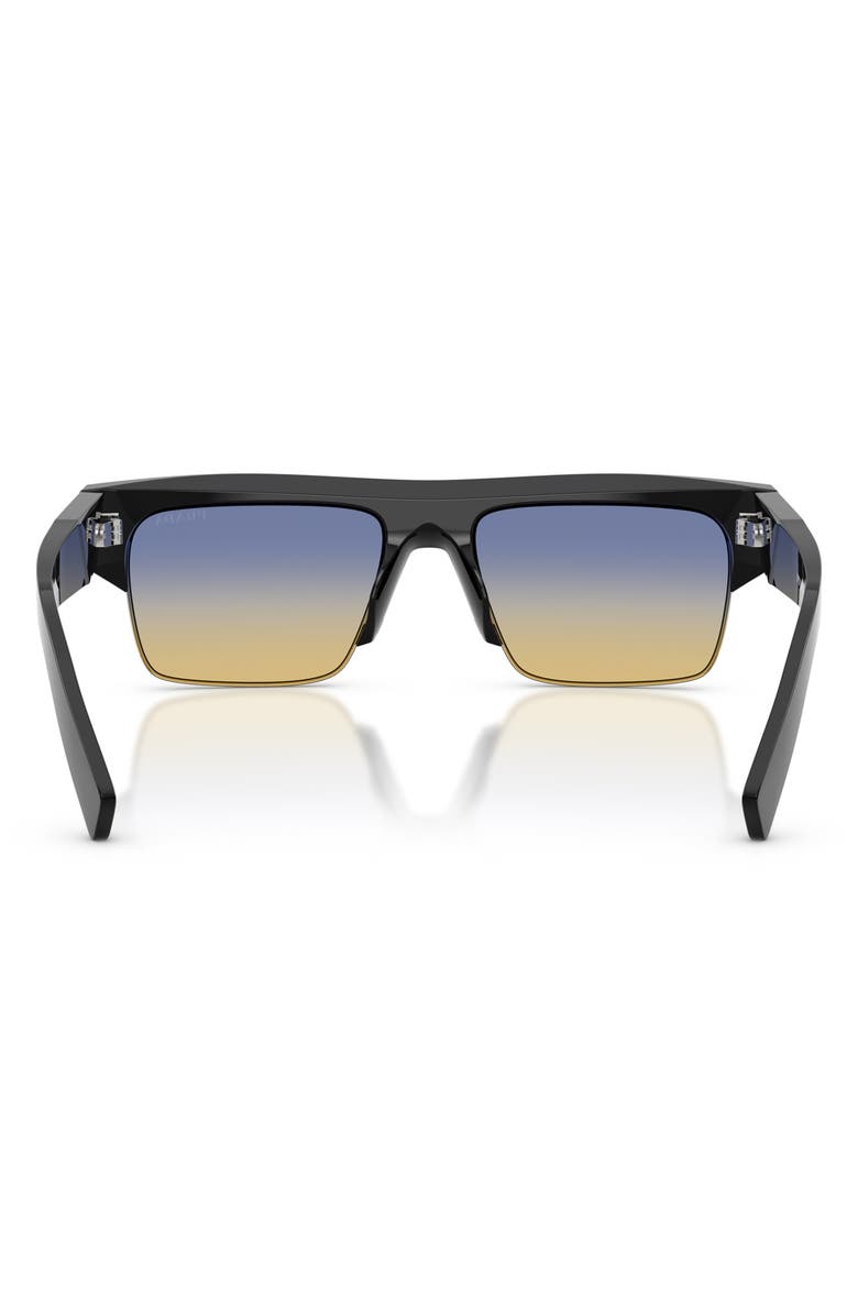 Prada 55mm Rectangular Sunglasses, Alternate, color, Black / Yellow/ Dark Blue