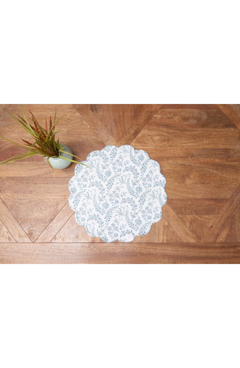 C&F Home Braganza Teal Vintage 100% Cotton Round Set of 6 Spring Placemats 17", Alternate, color, Green