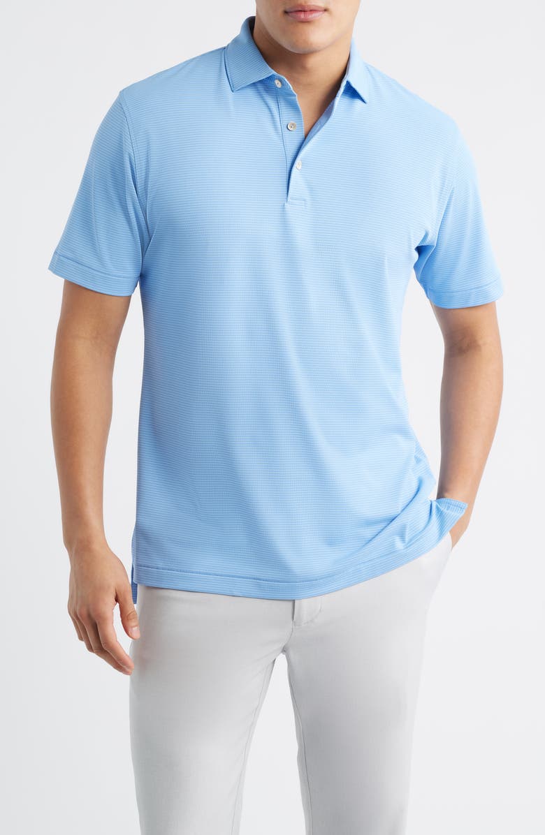Peter Millar Candor Stripe Performance Piqué Polo, Main, color, Bluebird