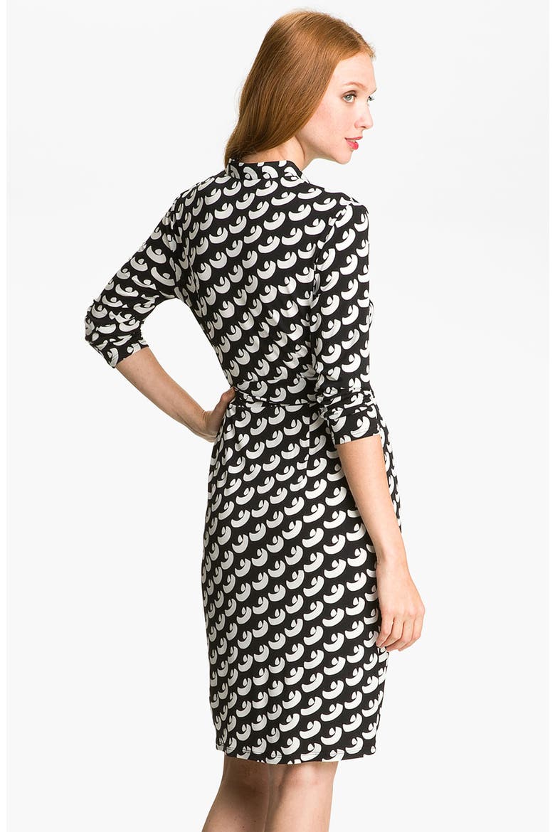 Print Jersey Wrap Dress, Alternate, color, BLACK/ SOFT WHITE