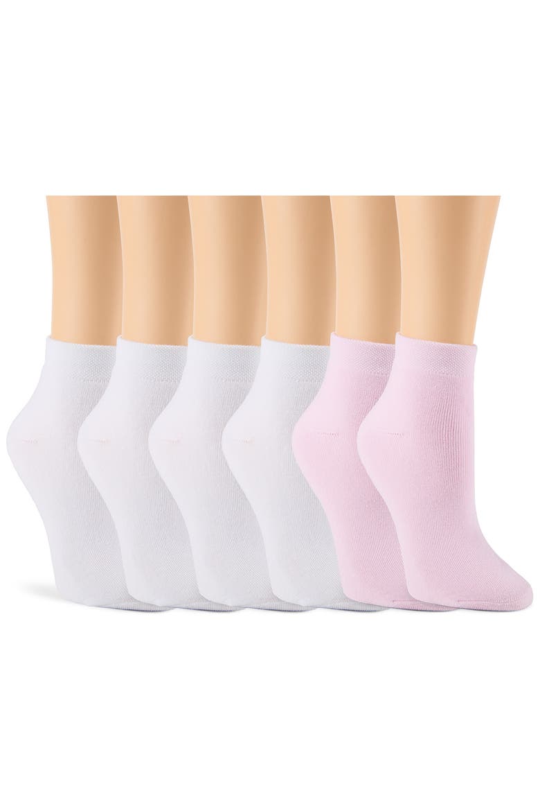 6-Pack Full Cushion Ankle Socks, Main, color, WHISPER PINK/ WHITE
