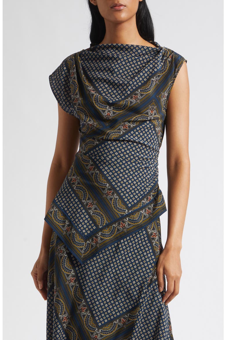 Yvonne Silk Blend Top, Main, color, HERITAGE NAVY MULTI