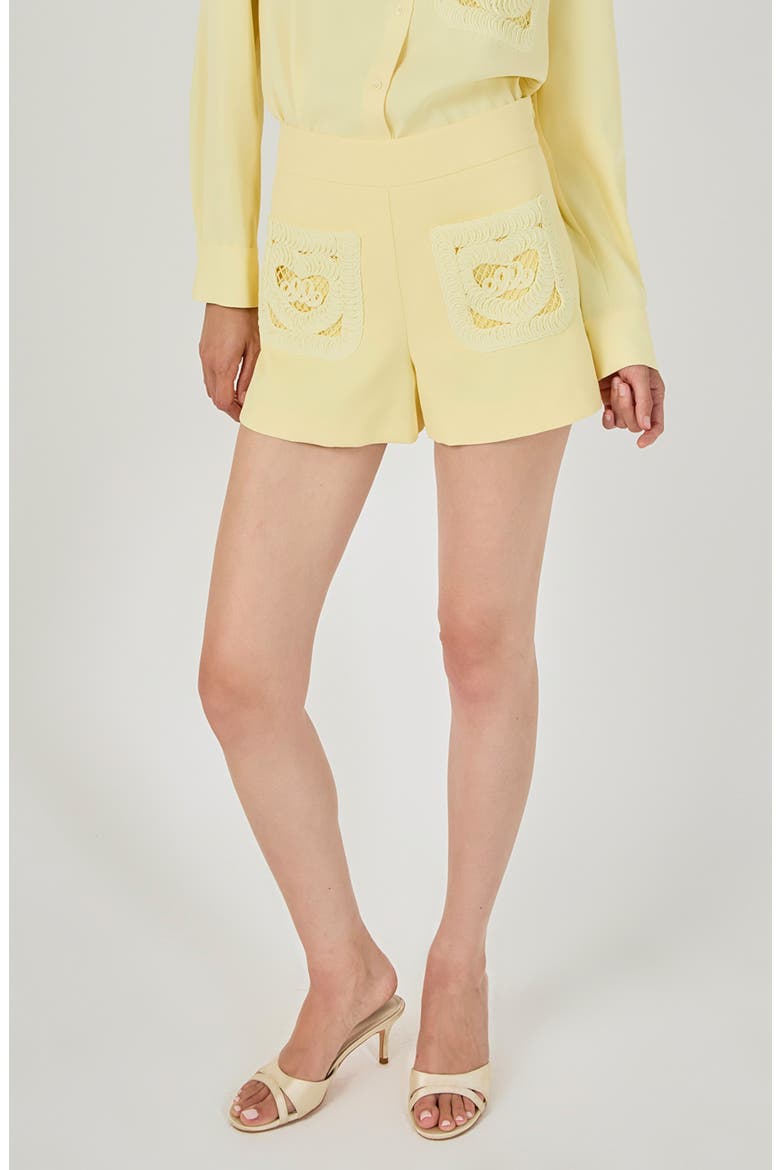 Mesh Pocket A-Line Shorts, Main, color, LIGHT YELLOW