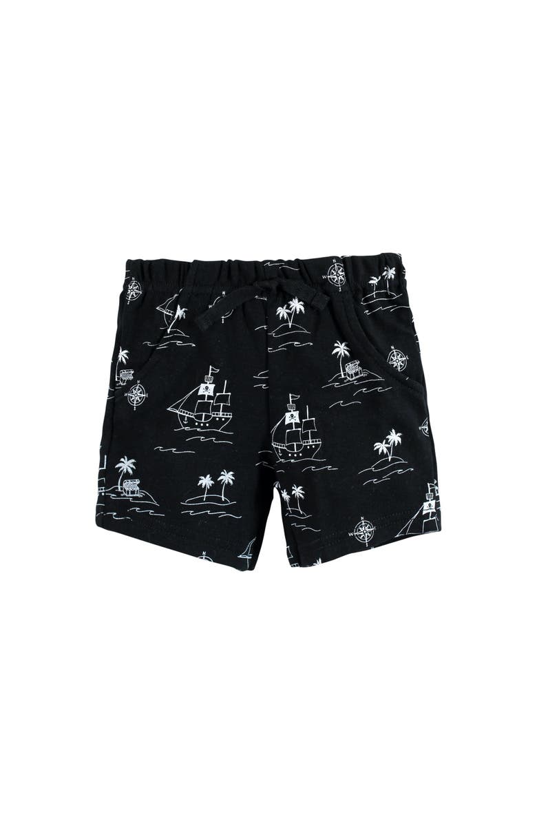 Hudson Baby Little Gent's Soft Cotton Bodysuit, Shorts & Footwear 3Pk, Alternate, color, Pirate Shark