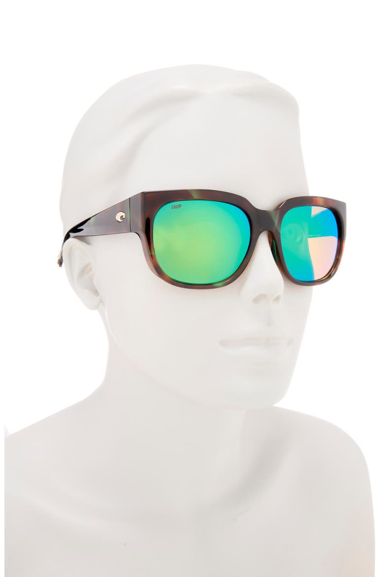 55mm Square Sunglasses, Alternate, color, GREEN TORT