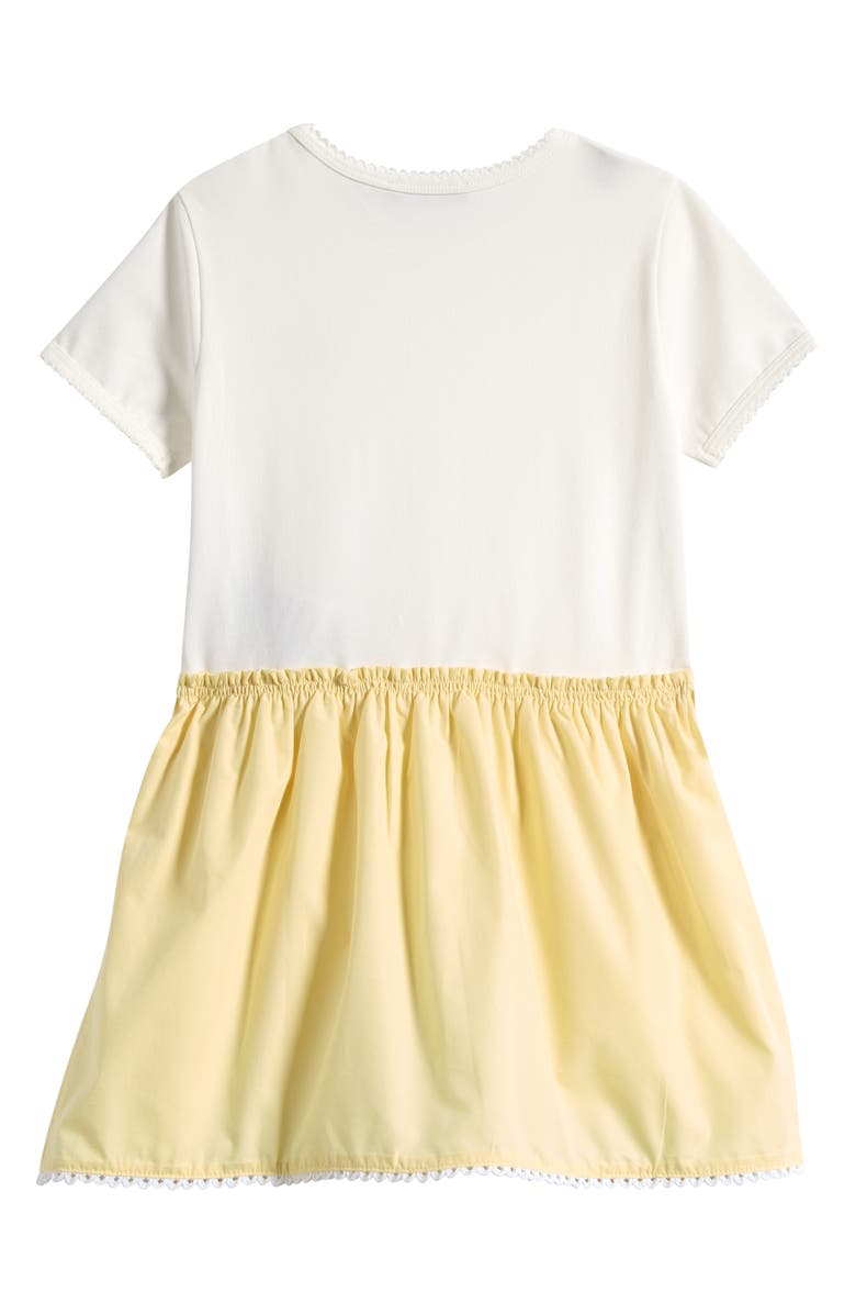 Moncler Kids' Logo Patch Colorblock Jersey Dress, Alternate, color, White/ Yellow