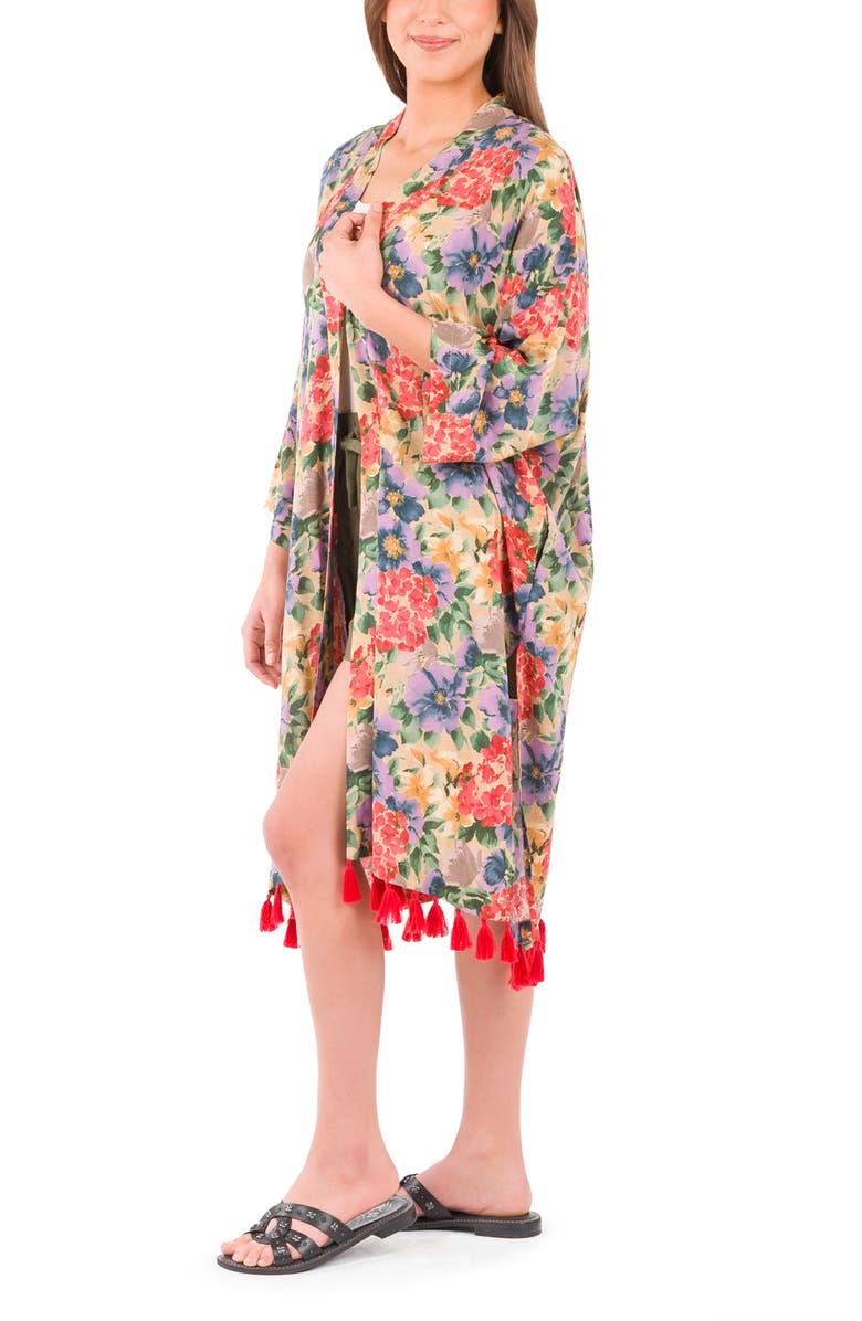 Patricia Nash Floral Tassel Trim Short Ruana, Alternate, color, 