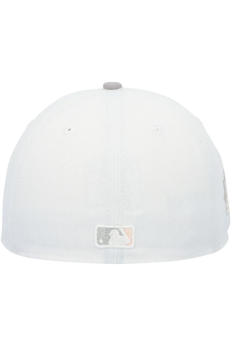 Men's New Era White/Gray Kansas City Royals 2015 World Series Side Patch Peach Undervisor 59FIFTY Fitted Hat, Alternate, color, White
