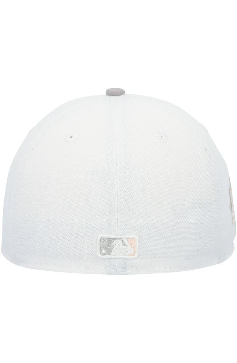 New Era Men's New Era White/Gray Kansas City Royals 2015 World Series Side Patch Peach Undervisor 59FIFTY Fitted Hat, Alternate, color, 