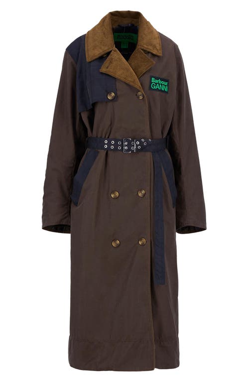 Barbour X Ganni Waxed Colorblock Trench Coat