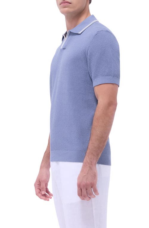 Bugatchi Tipped Johnny Collar Short Sleeve Sweater In Steel