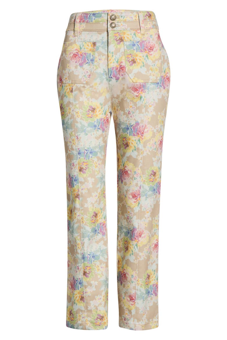Dorothea Floral Print Jeans, Alternate, color, KHAKI MULTI