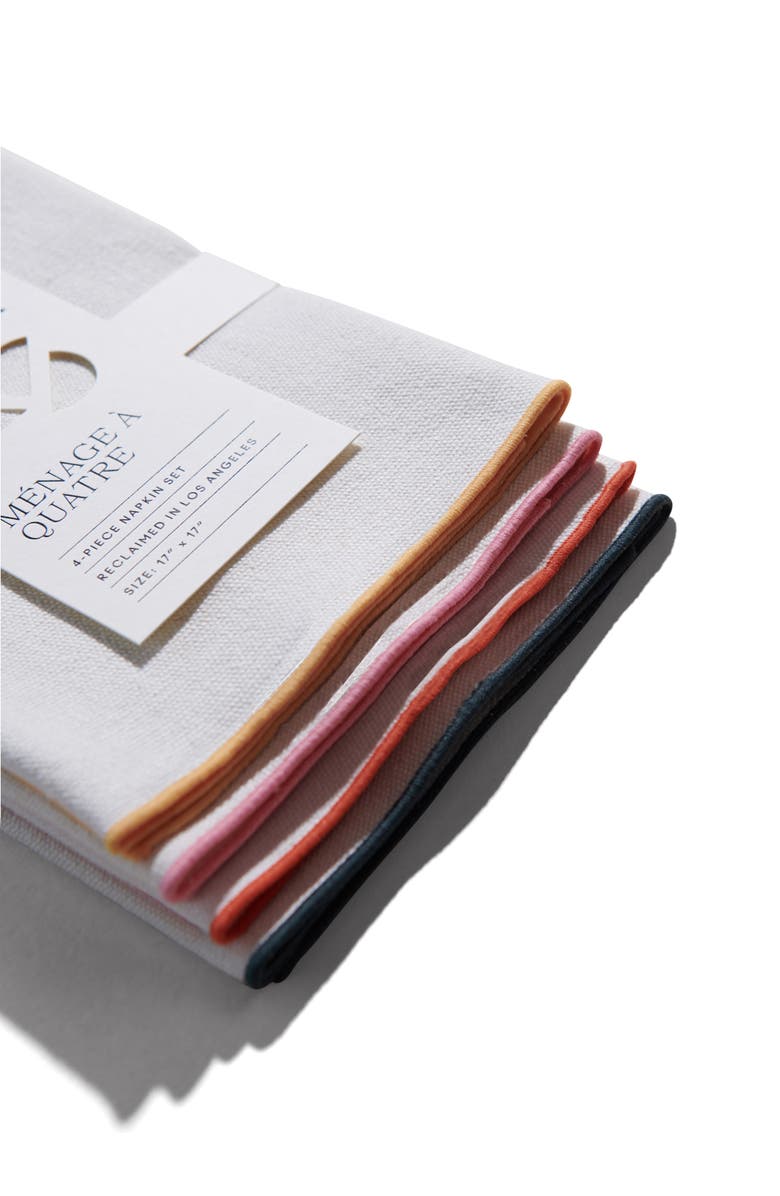 ATELIER SAUCIER Ménage à Quatre Set of 4 Burlap Rainbow Reclaimed Napkins, Alternate, color,