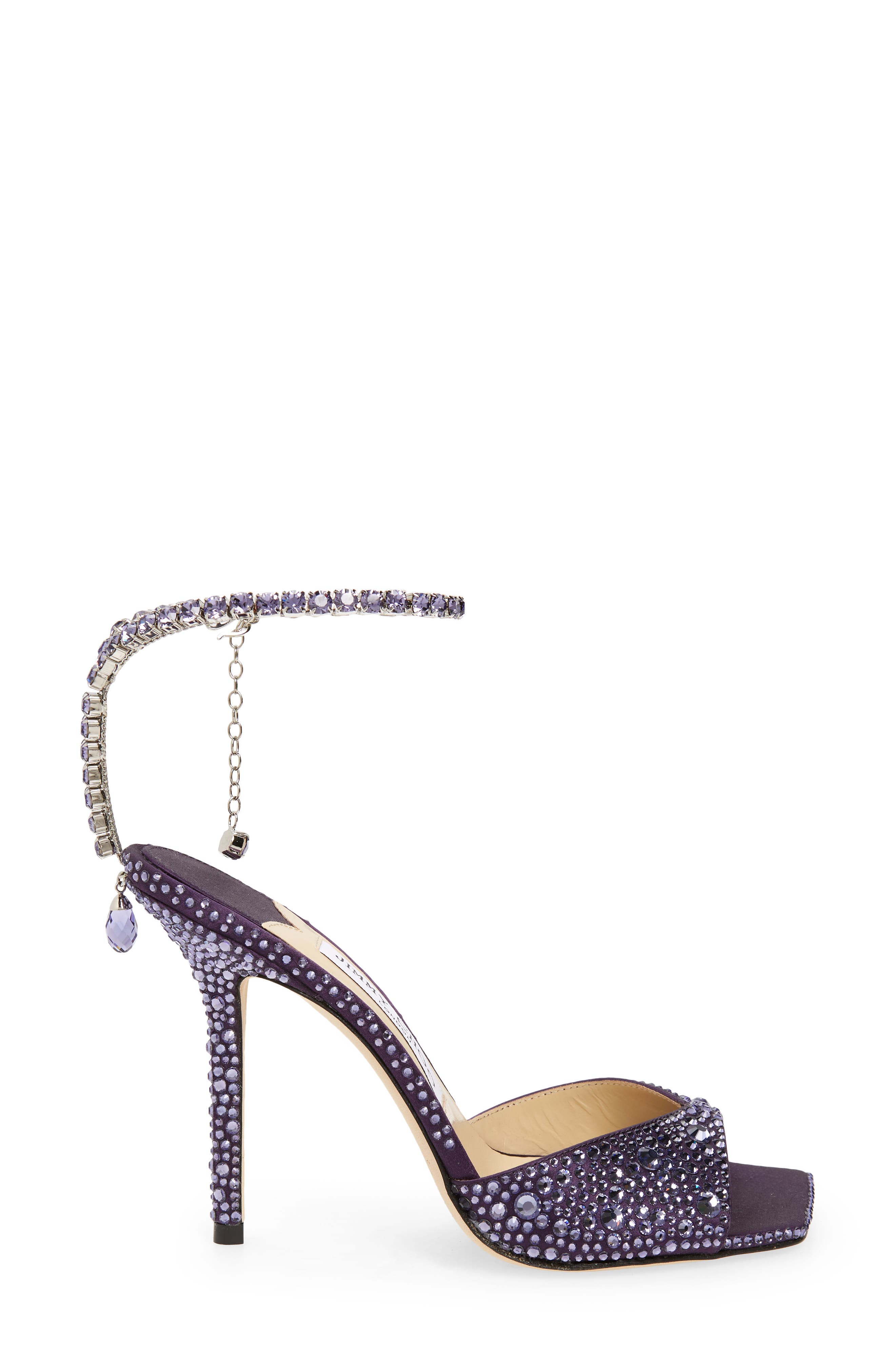 Jimmy Choo Saeda Crystal Ankle Strap Sandal, Alternate, color, 