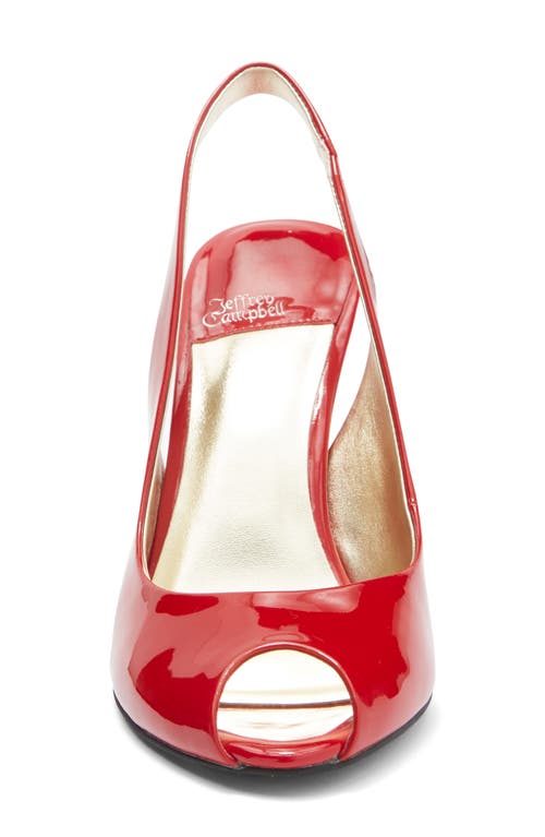 Shop Jeffrey Campbell Charis Open Toe In Red Patent Gold