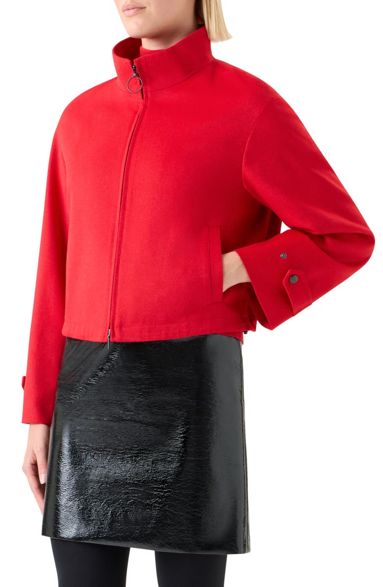 Akris punto Zip Front Stretch Virgin Wool & Cashmere Jacket, Alternate, color, Vermillion