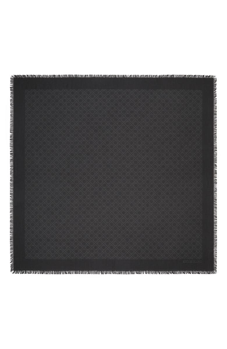 Tory Burch T-Monogram Jacquard Wool & Silk Square Scarf, Alternate, color,
