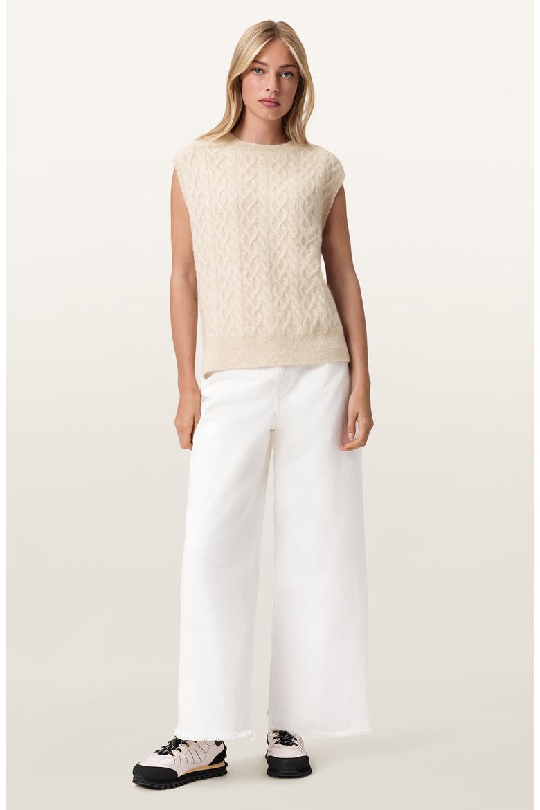 Sirius Cable Alpaca Blend Sweater Vest, Alternate, color, PEARL WHITE