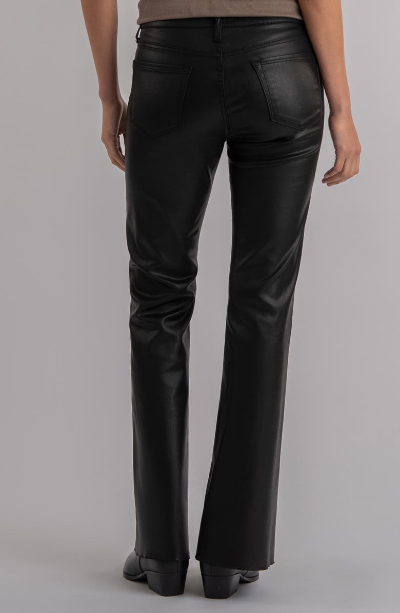 KUT from the Kloth Stella Coated Raw Hem High Waist Flare Jeans, Alternate, color, Black