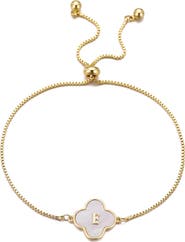 Adornia Mother of Pearl Initial Clover Bracelet