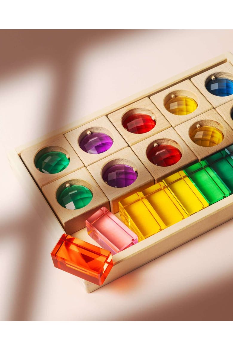 James Rainbow Wood & Acrylic Sensory Block Set - 20 Pieces, Alternate, color, Rainbow