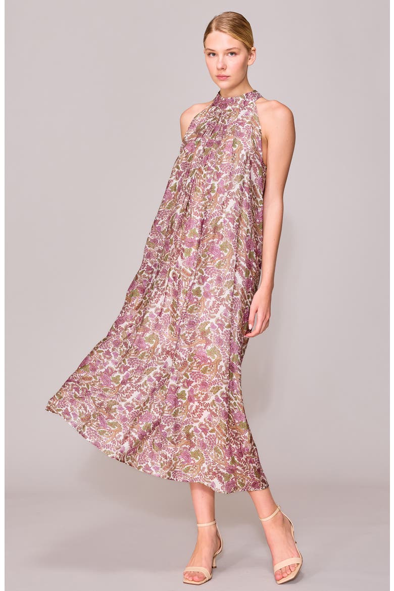 Organza Sleeveless Maxi Dress, Alternate, color, IVORY/ LILAC PRINT