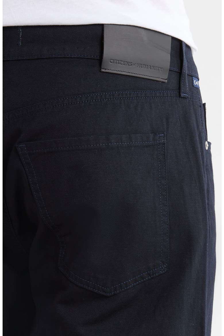 Elijah Relaxed Straight Stretch Cotton & Linen Pants, Alternate, color, NAVY