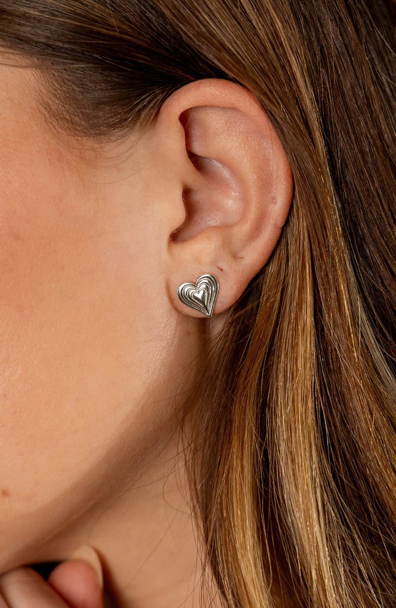 Sterling Forever Beating Heart Stud Earrings, Alternate, color, 