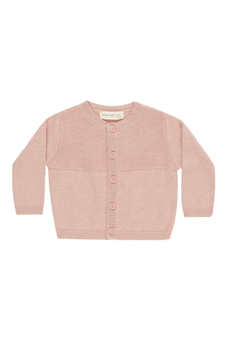 Heathered Organic Cotton Knit Cardigan Sweater, Main, color, ROSE