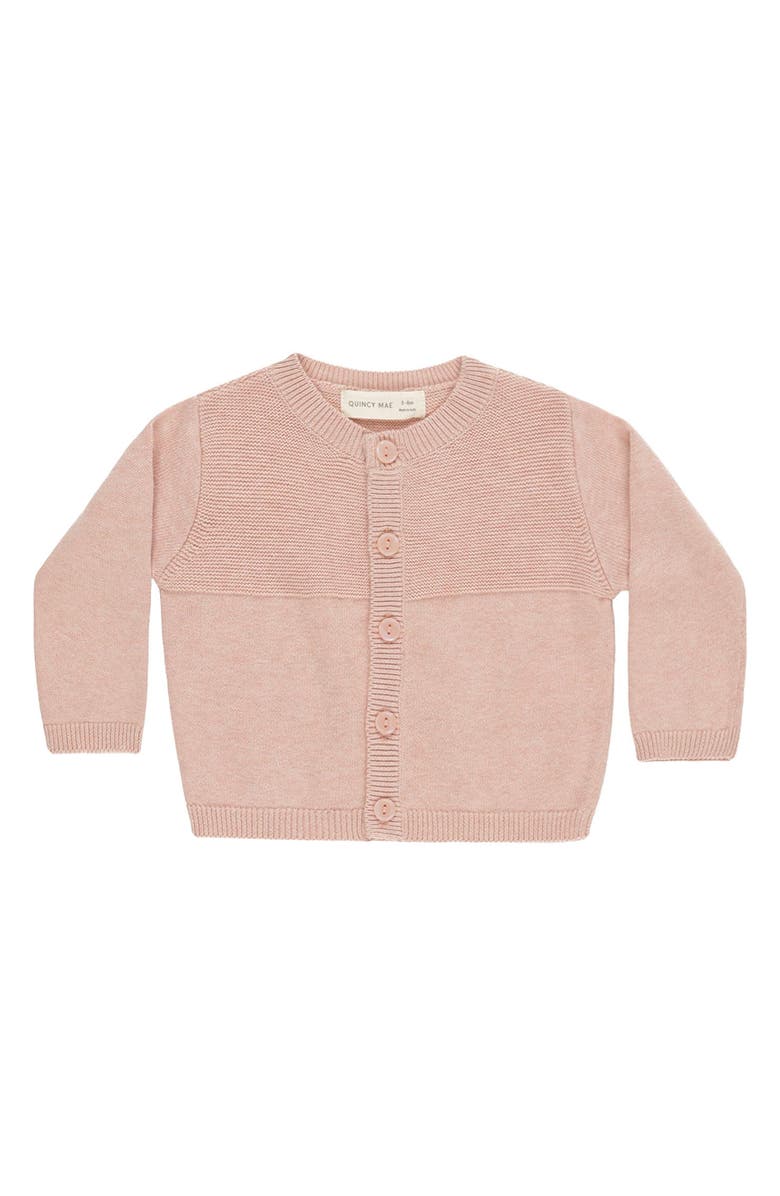 QUINCY MAE Heathered Organic Cotton Knit Cardigan Sweater, Main, color, Rose