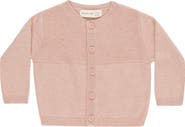 QUINCY MAE Heathered Organic Cotton Knit Cardigan Sweater