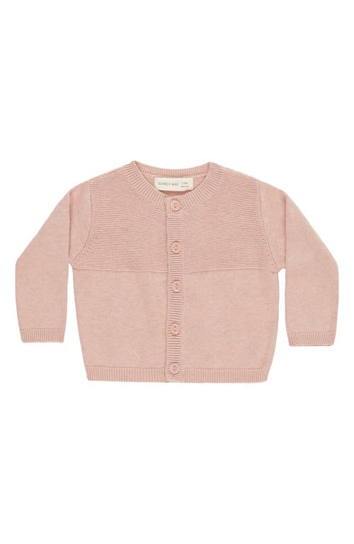 Quincy Mae Babies' Heathered Organic Cotton Knit Cardigan Sweater In Pink