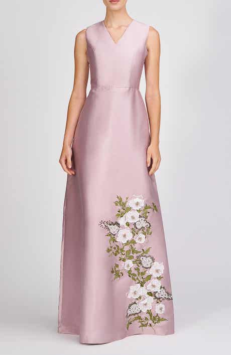 Aurelia Floral Sleeveless Taffeta Gown