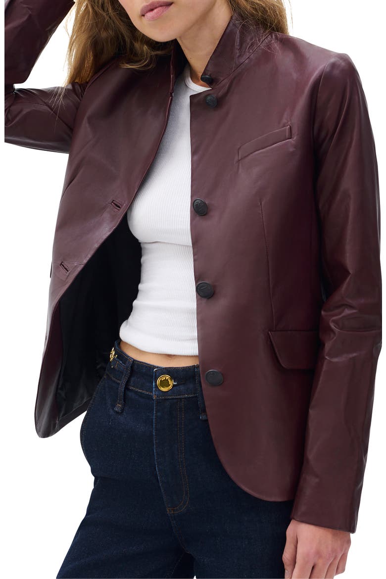 Slade Leather Blazer, Alternate, color, BURGUNDY