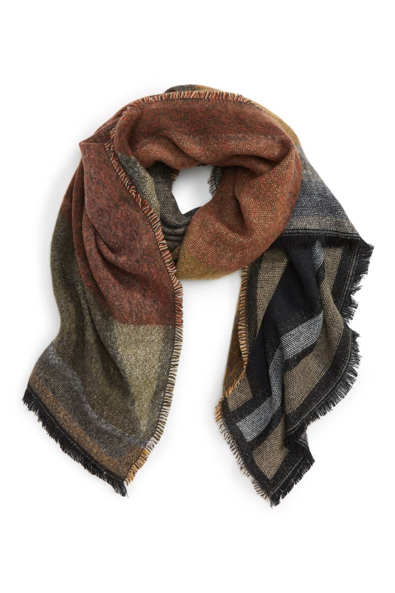 Geo Colorblock Scarf, Main, color, NAVY MULTI