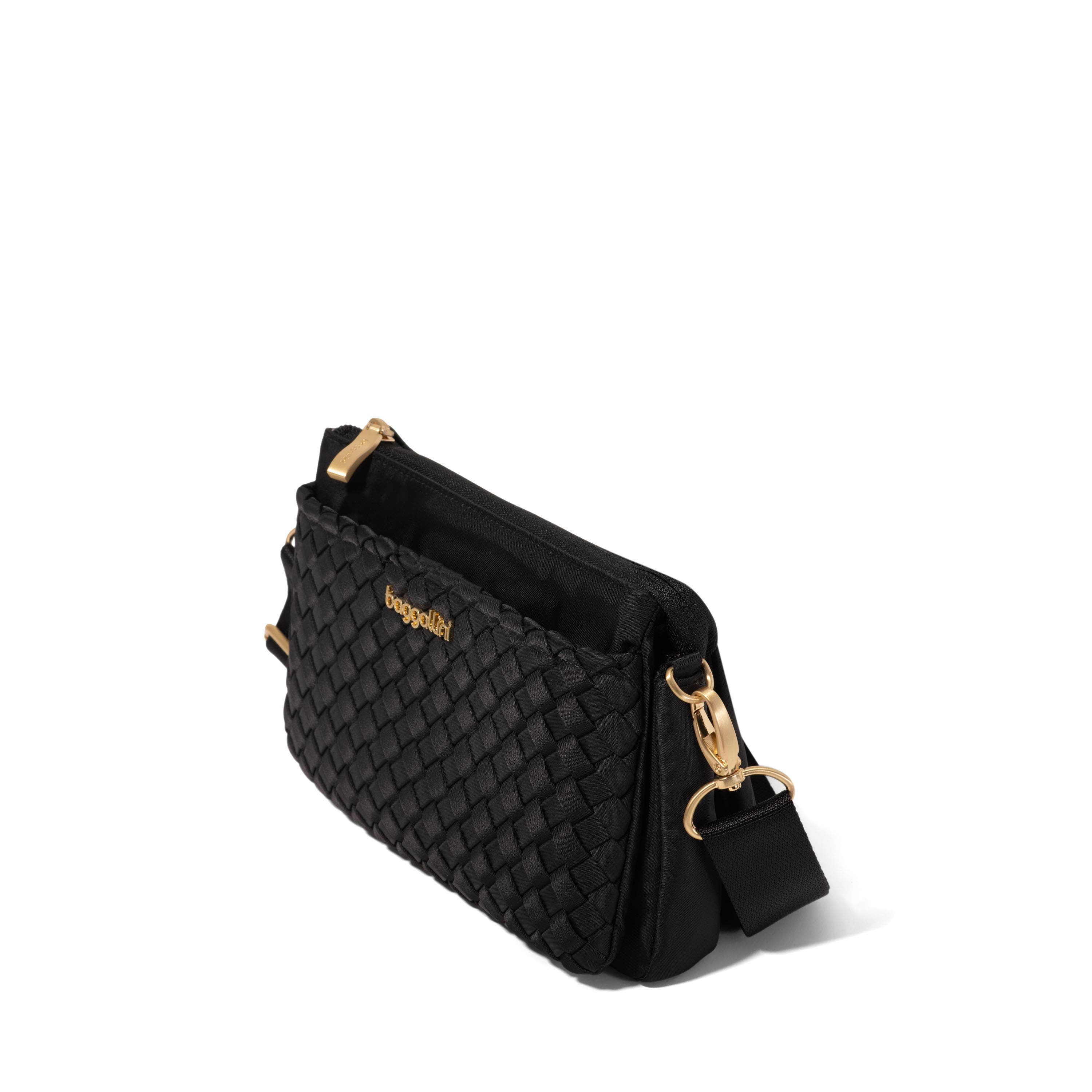 BAGGALLINI Perry Woven Crossbody, Alternate, color, Black Woven Twill