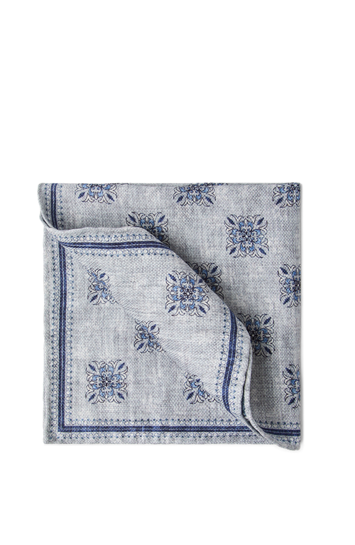 Brunello Cucinelli Double-faced Linen-silk Floral Pocket Square In Light Grey
