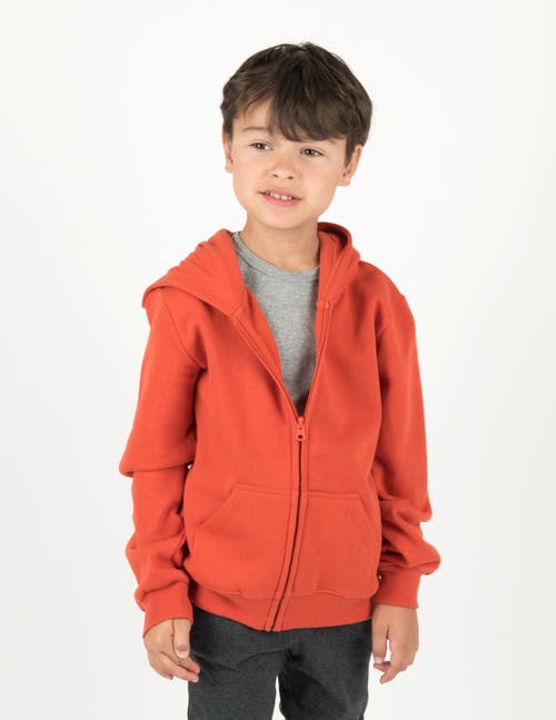 Leveret Kids Zip-up Hoodie, 100% Cotton, Solid Colors In Orange