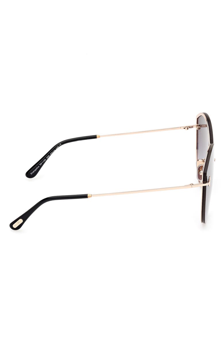 TOM FORD Evangeline 63mm Oversize Gradient Cat Eye Sunglasses, Alternate, color, Rose Gold / T Logo / Smoke