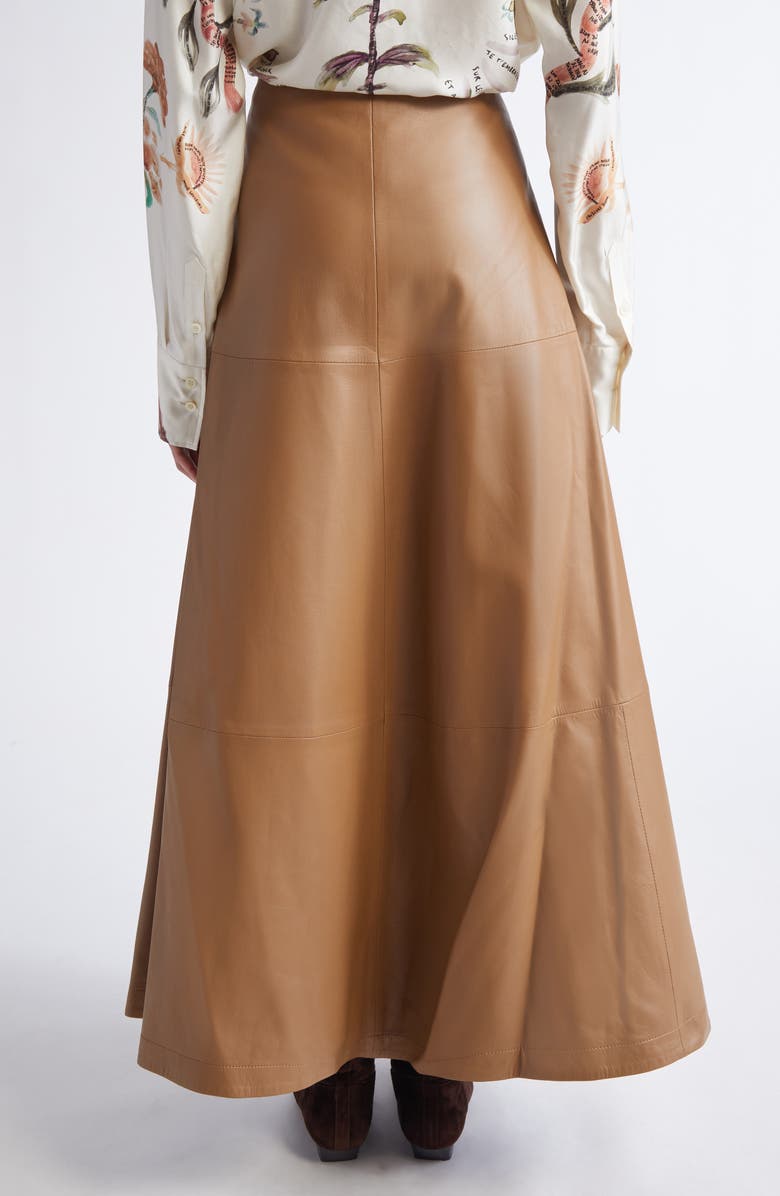 Altuzarra Varda Lambskin A-Line Midi Skirt, Alternate, color, Saddle