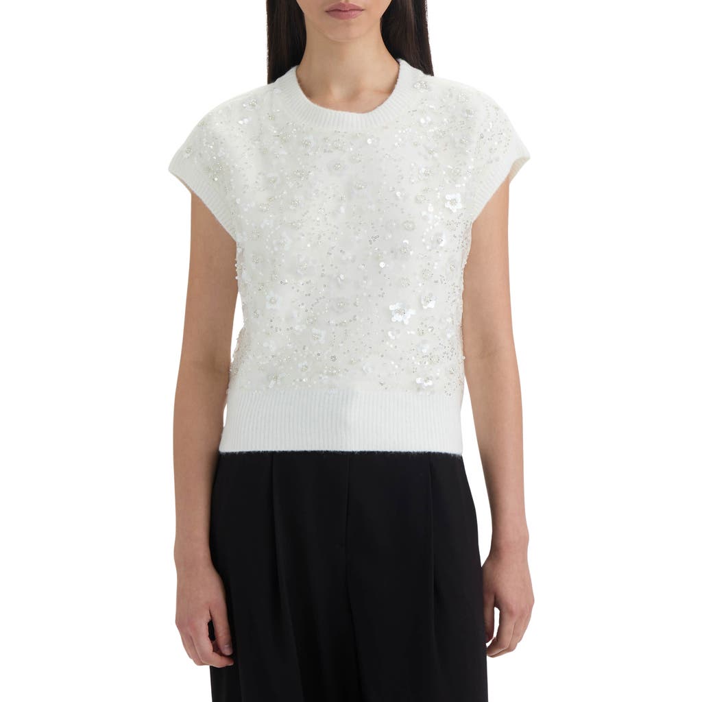 Nvlt Embellished Short Sleeve Sweater In White
