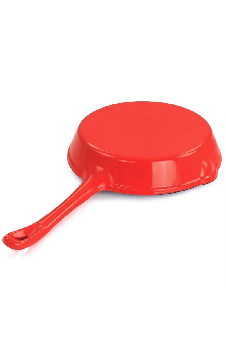 Megachef Enameled Round 8 Inch PreSeasoned Cast Iron Frying Pan, Alternate, color, Red