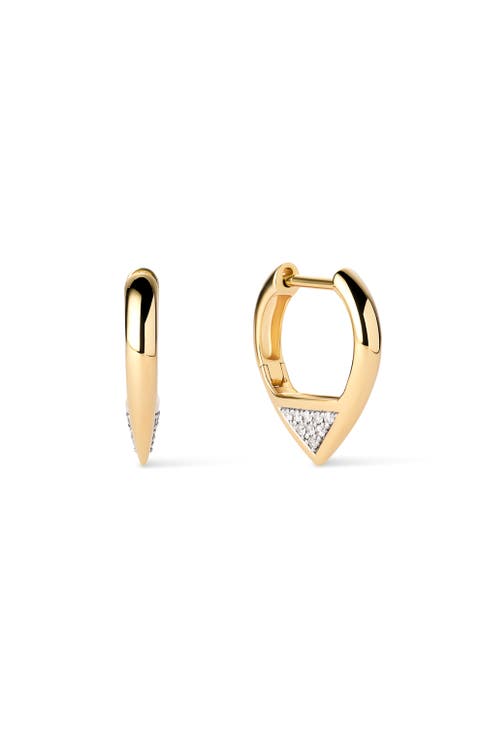 Solid Yellow Gold - Trillion Diamond Hoops