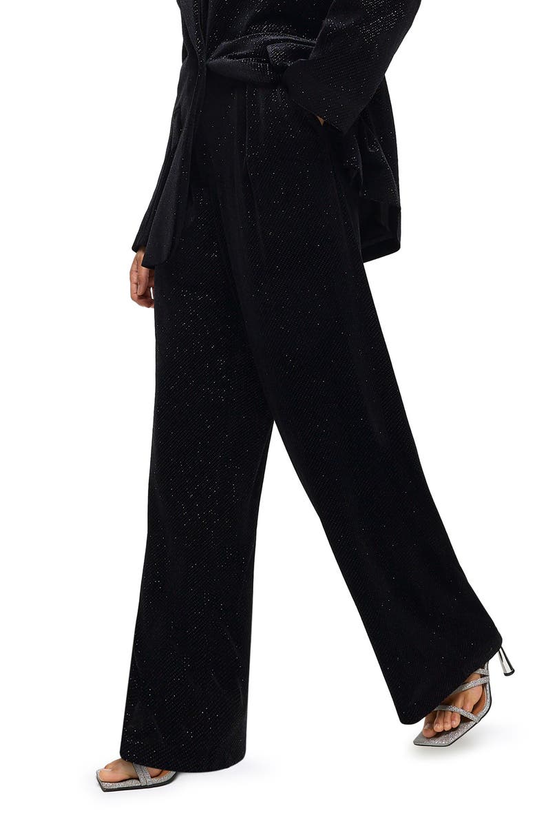 River Island Sparkle Slim Fit Velvet Trousers, Alternate, color, 